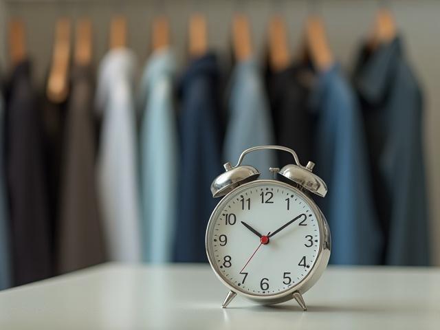 急いでいるお客様のために時計を指す手